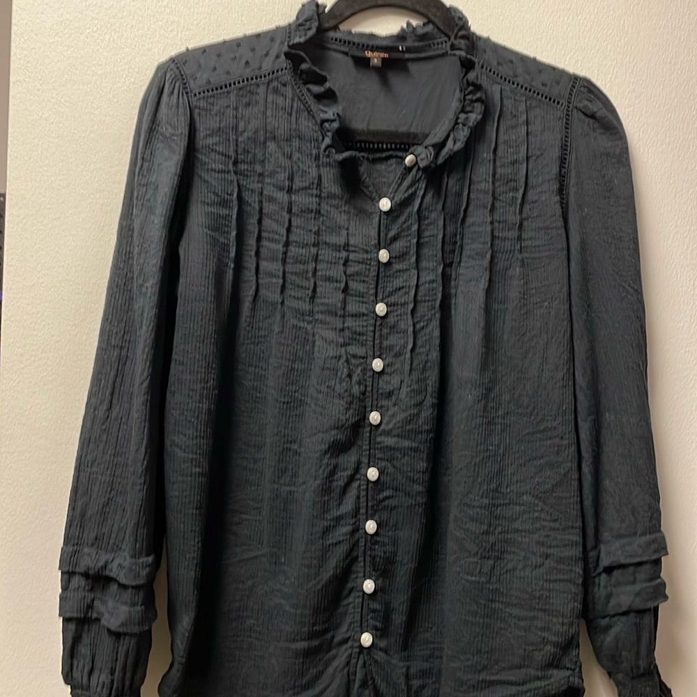 Quince Organic Textured Cotton Peasant Blouse